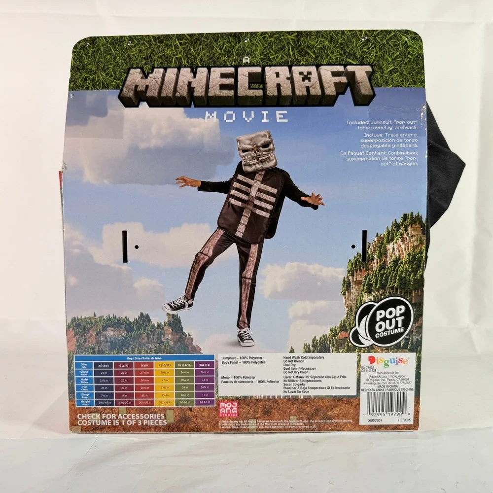 Minecraft Movie Skeleton Costume Pop-Out Boys Medium 8 Disguise New
